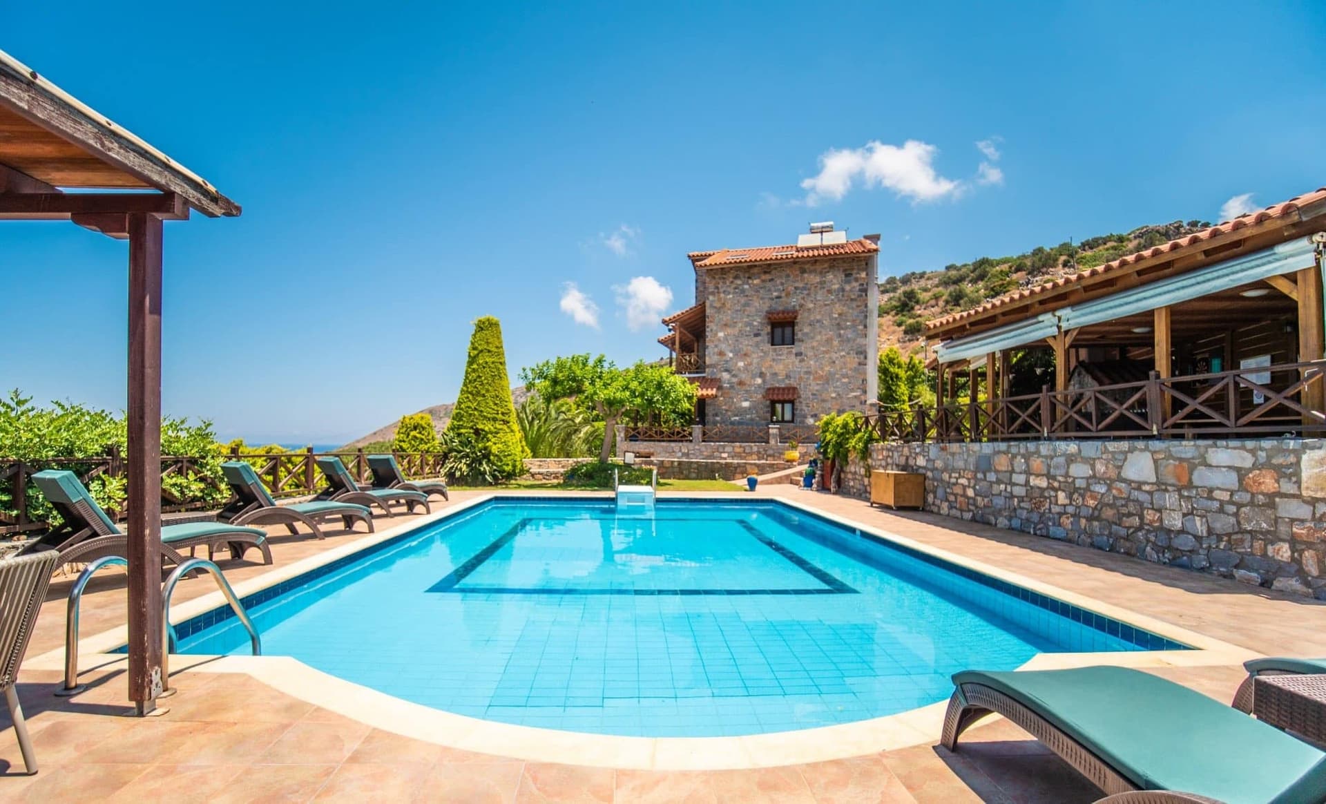 Villa Gaia pool at night