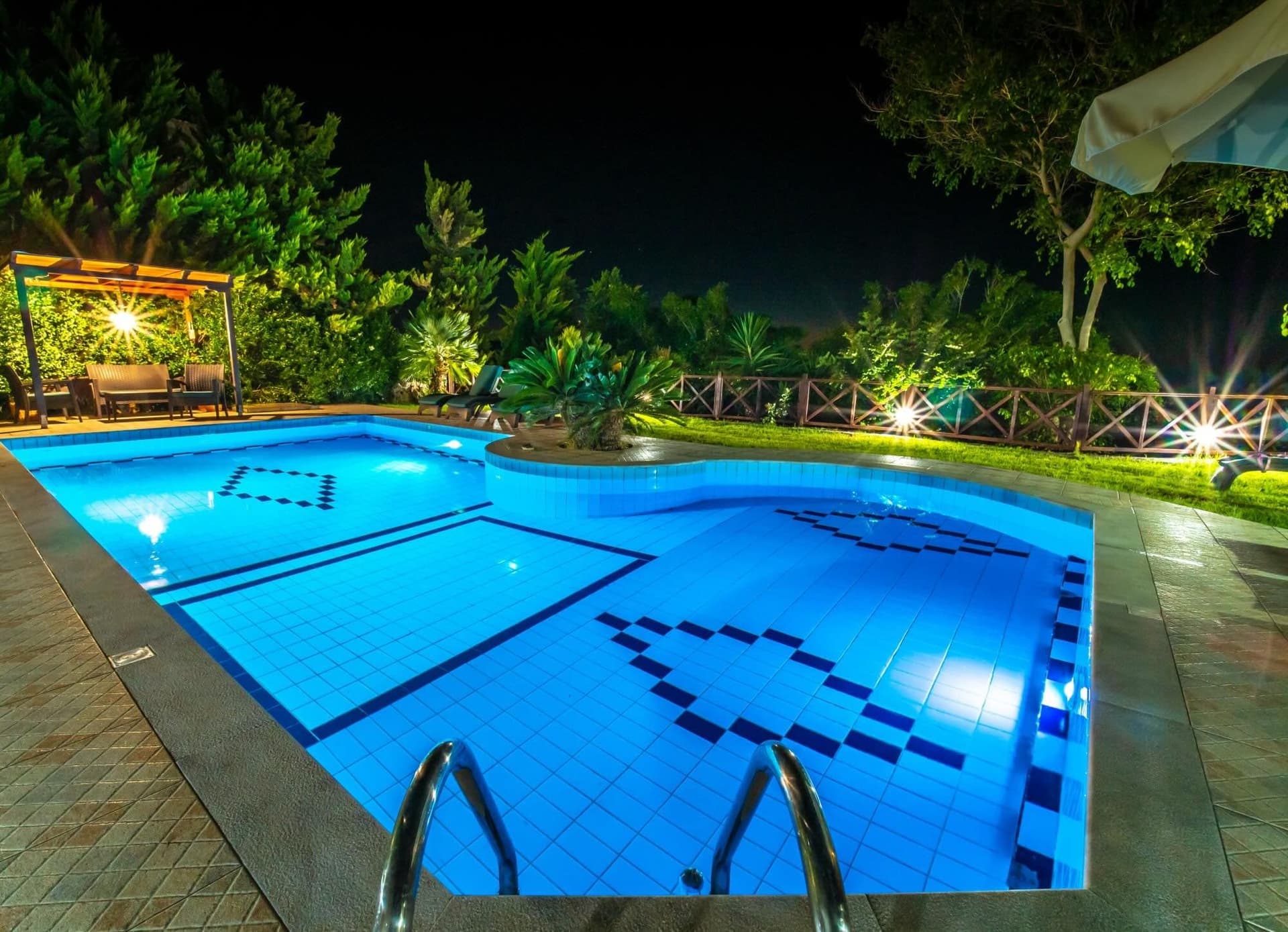 Villa Iris pool at night